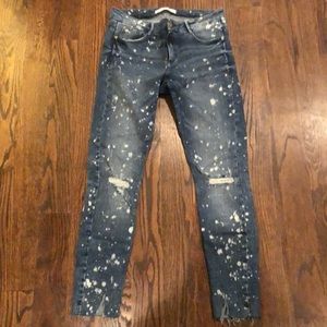 Zara paint destruction skinny stretch denim